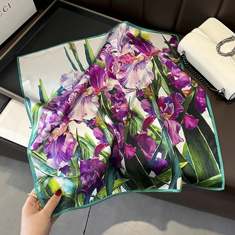 Foulard Femme Soie Carré 53cm | Motif Floral